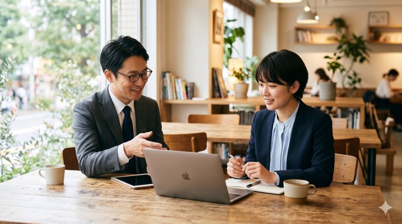ビジネスパーソンが相談しているイメージ