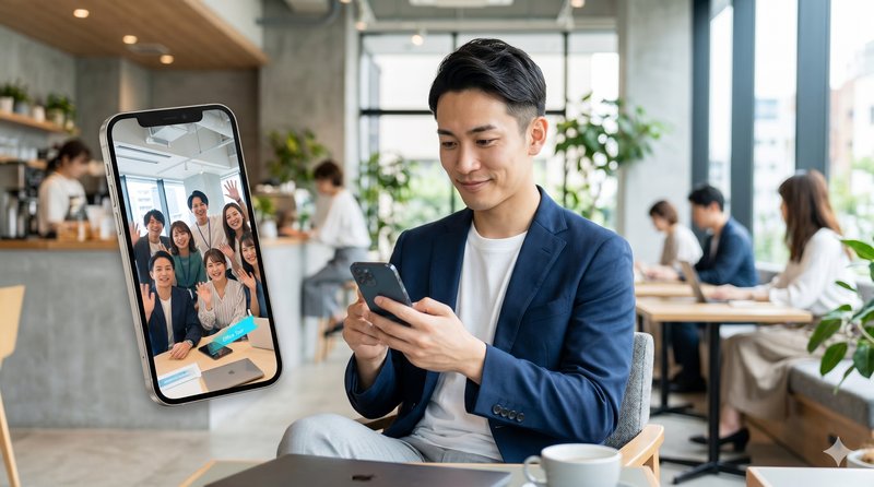 スマートフォンで採用動画を視聴するイメージ